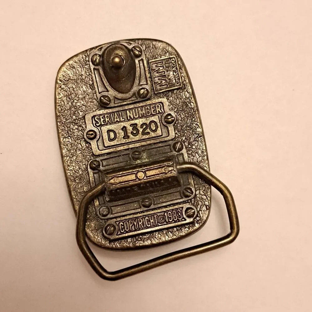 Vintage MM Limited Chicago USA Brass Belt Buckle Locomotive Train 1983 Heavy